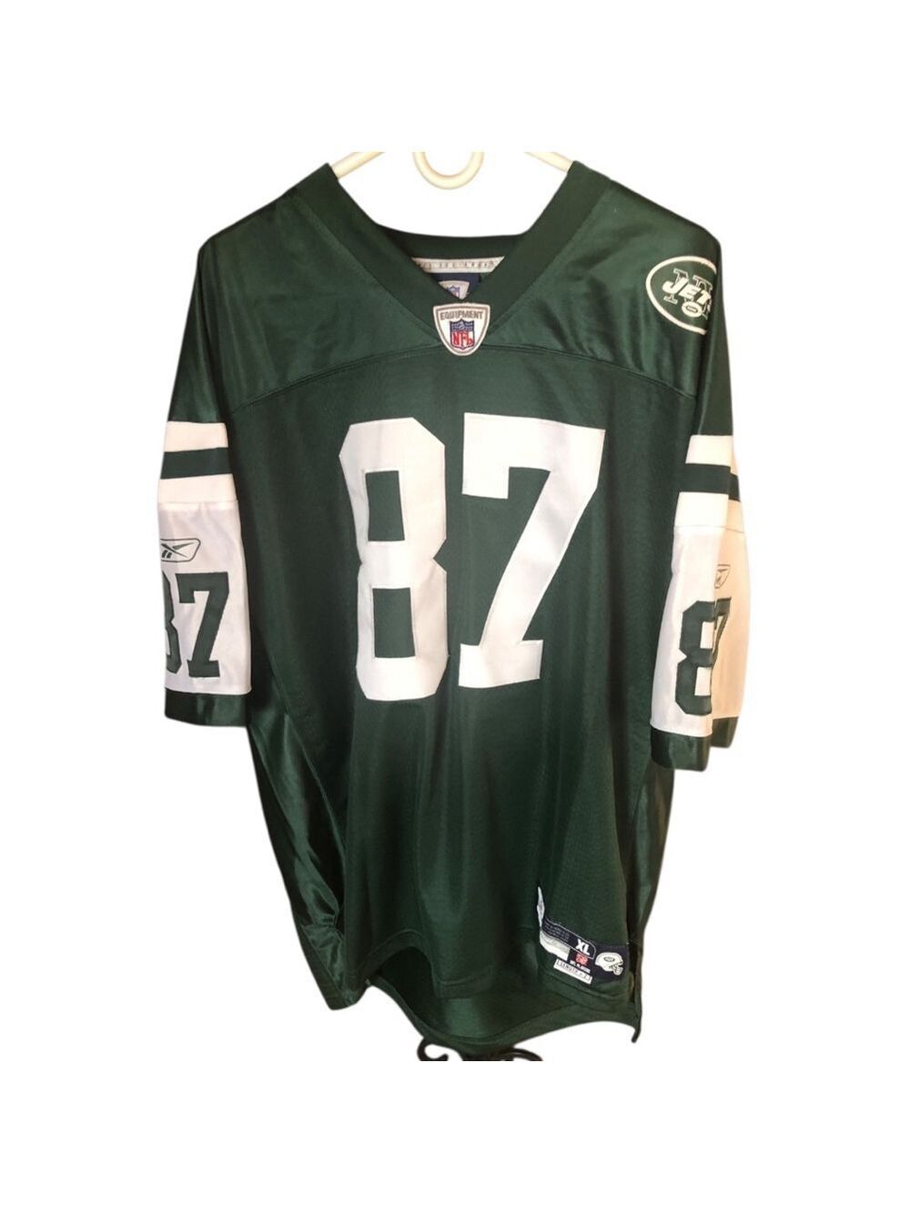 New York Jets #87 Coles Reebok Jersey XL Green White NFL Football